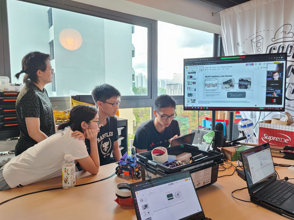 Team CORE X competing remotely at RCAP 2022 RCJ Rescue Line U19 from Apex Henderson meeting room