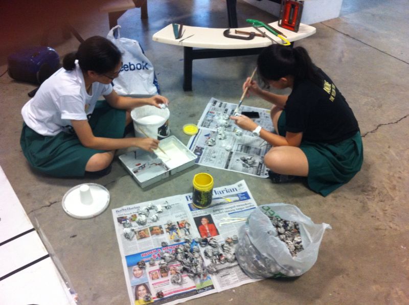 Club Automatica RoboCup Dance group painting outside Automatica room (2014)