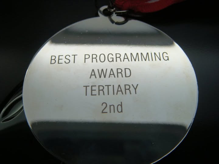 NJRC Best Programming Award medal (Tertiary, 2nd place)