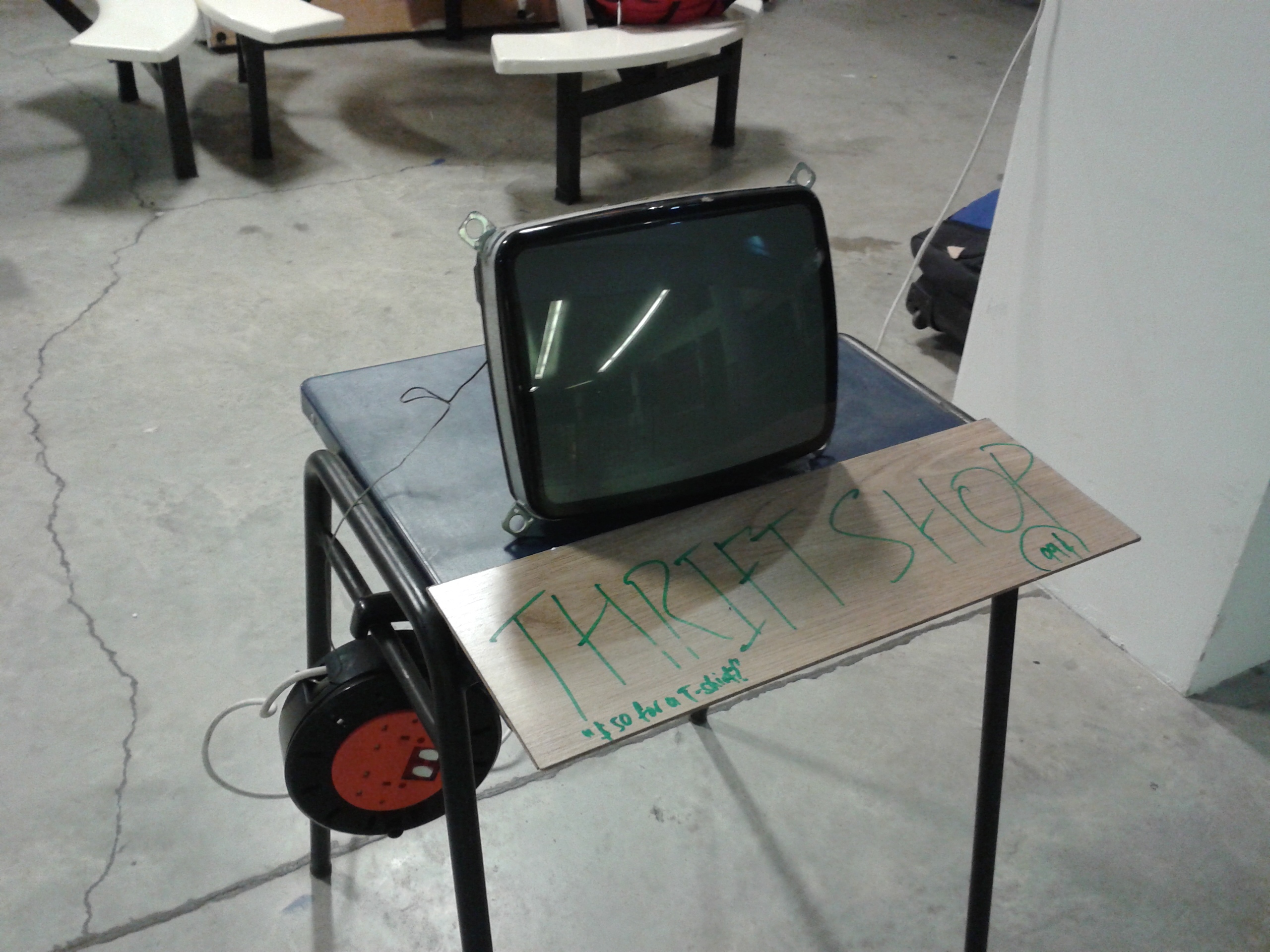 “Thrift Shop” art installation outside Club Automatica room (2013)